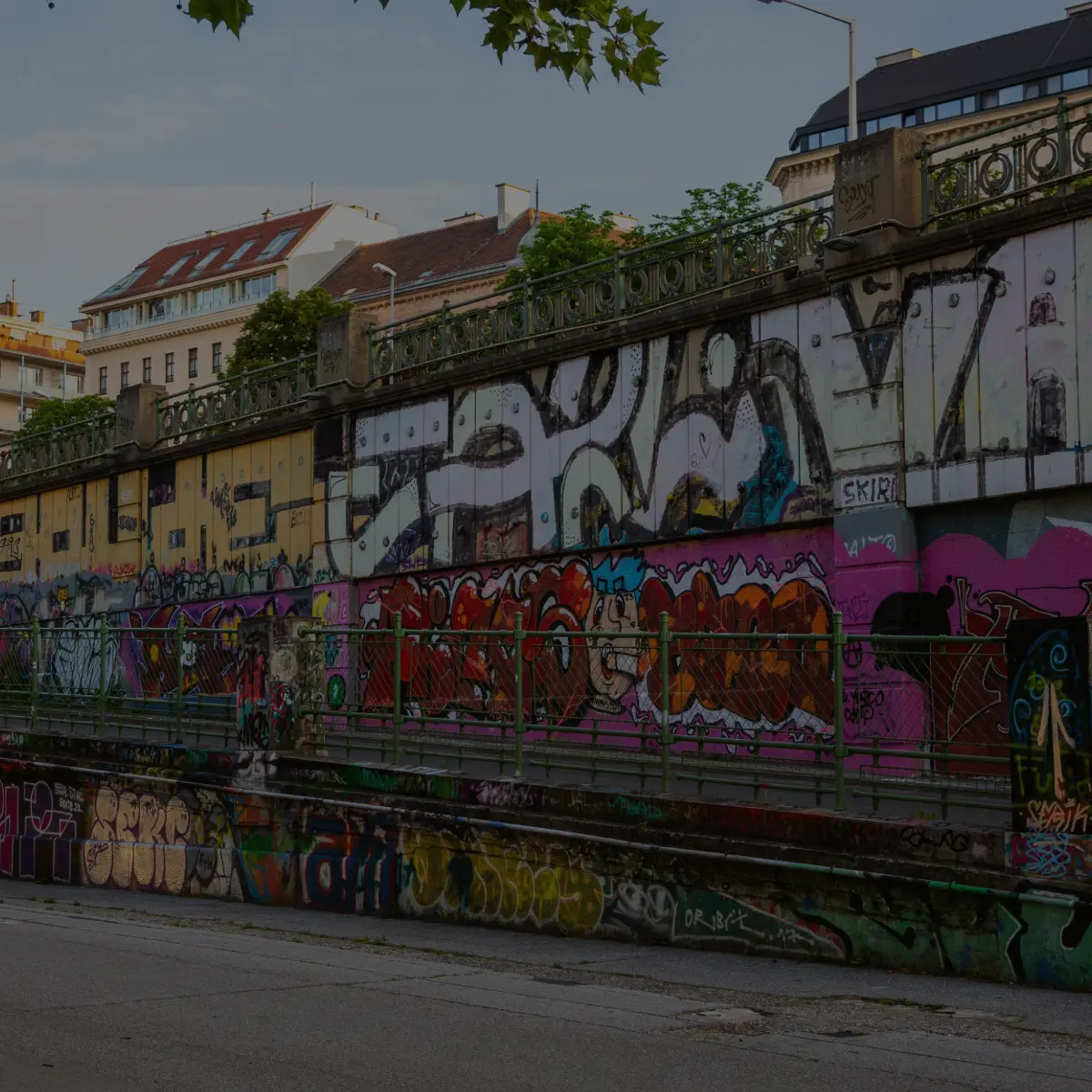 Graffiti of Donaukanal in Vienna