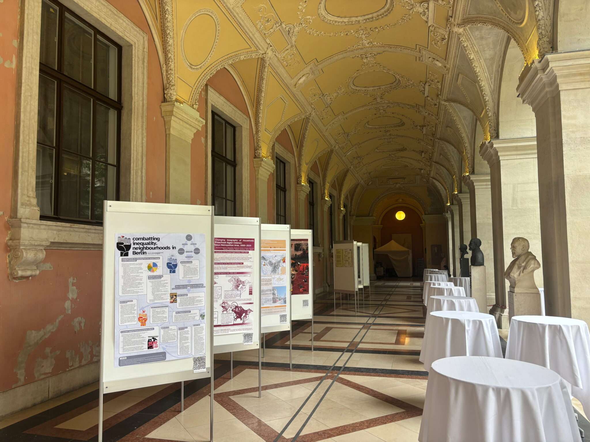 The poster exhibition under the arcarded courtyard of the University of Vienna